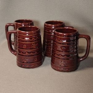 Hull Marcrest Daisy and dot 5" set of 4 mugs/steins